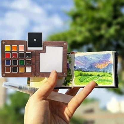 Travel Watercolor Paint Set - Pocket 15-Color Mini Kit with Sketch Pad - color: 15 Colours with Watercolorbook 3.14in