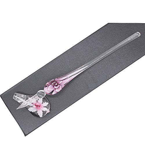 Crystal Glass Intarsia Dip Pen Fountain Pen Kit Vintage Calligraphy Signatures Pen, Pink - color: Pink