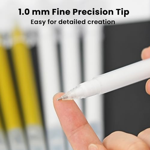 4 Pack White Gel Pens with 0.5mm Fine Tip for Black Paper Drawing