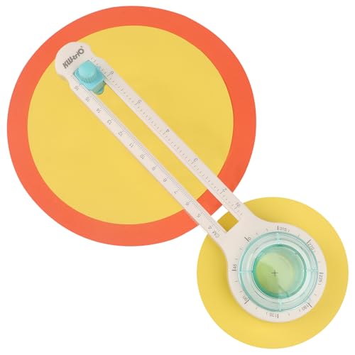 KW-triO Circe Cutter for Paper Crafting Circular Cutter Tool Visible Center of Circle Rotary Compass Circle Cutter Adjustable Cutting Diameter Ranges from 3 in to 12.6 in (Cyan & White, Large)