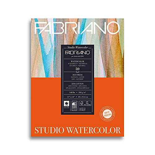 Fabriano Studio Watercolor Pad, Hot-Press, 11" x 14", 140 lb., 50 Sheets - color: White - 50 Sheets, size: 11 x 14, style: Hot Press