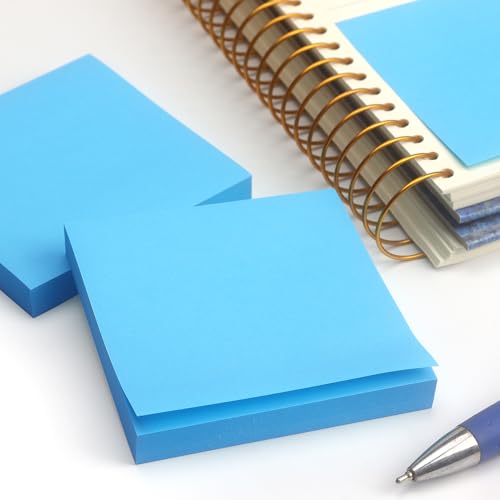 OSBOO Sticky Notes 3x3 with Bright Colors, 6 Pads 100 Sheets/Pad (Blue) | Bright Blue Self-Stick Notes Pads, 600 Sheets Total, Easy to Stick and Remove, Perfect for Office, School and Home - color: Blue