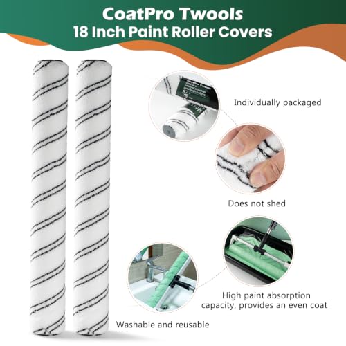 Microfiber Paint Roller 18 Inch, 3/8 Inch Nap, 10 Pack | Lint‑Free Roller Covers, Great For Interior & Exterior Walls, Ceilings, Garage, Basement, Home & Commercial Painting Jobs - size: 18 inch paint roller 10 pack