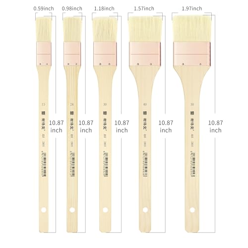 XDT#2805 Hake Brush 5Pc Set-Flat Watercolor Brush with Goat Hair– Ideal for Painting and Broad Strokes - size: Goat 5Pc
