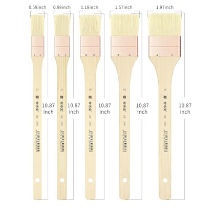 XDT#2805 Hake Brush 5Pc Set-Flat Watercolor Brush with Goat Hair– Ideal for Painting and Broad Strokes - size: Goat 5Pc