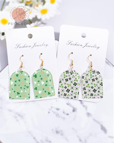 St Patrick‘s Day Clay Transfer Paper, 18 Pcs Irish March 17th Festival Clover Shamrcock Polymer Clay Transfer Sheets for Earrings Jewelry DIY Craft Making - color: green clovers