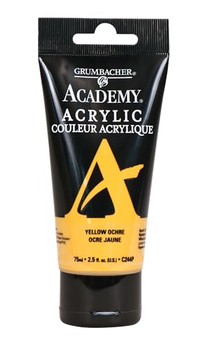 Grumbacher Academy Acrylic Paint, Gloss, 75ml/2.5 oz. Plastic Tube, Yellow Ochre Light Hue (C244P) - color: Yellow Ochre Light Hue, size: 2.5 Ounce (Pack of 1)