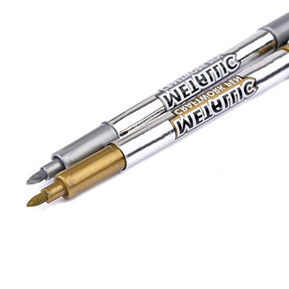 MyLifeUNIT Metallic Marker Pens, 6-Pack Metallic Gold Silver Permanent Markers, Fine Point (3 Gold 3 Silver)