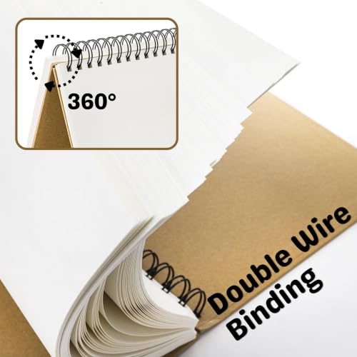 ZEAYEA 3 Pack 8.5 x 11 Inch Spiral Sketchbook, Hardcover Blank Notebook Journal, 60 Sheets/ 120 Pages Per Book, 160gsm Thick Paper, Unlined Sketch Pads for Drawing Painting Art Office Journal Refills