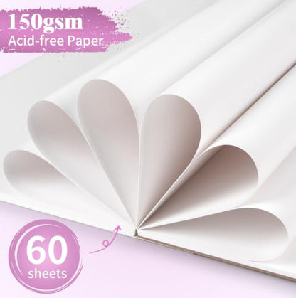 Umriox 60 Sheets 150 GSM Double Sided Marker Paper Pad, 9x12 Bleedproof | 120 Usable Pages, 150 GSM Paper for Alcohol Markers, Easy-Tear Tape Bound, Lay-Flat Blending with No Bleed-Through - size: 60 Sheets/120 Pages