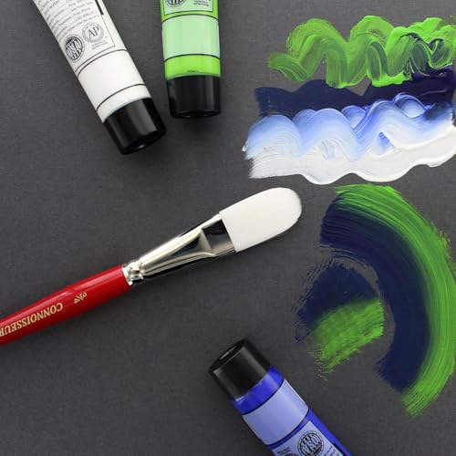 Connoisseur Brush White Taklon Short Oval .75" - size: 3/4-inch, style: Oval Wash