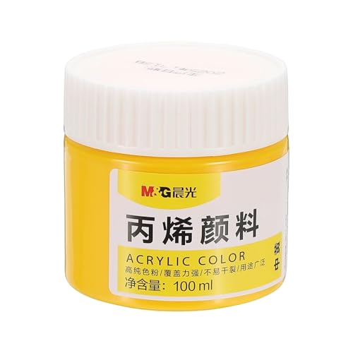 PATIKIL M&G Acrylic Paint, 3.38 Fl Oz(100ml) Matte Finish Rich Pigments Waterproof Art Painting Supplies for Fabric Canvas Wood Leather Stone Cloth, Medium Yellow - color: Medium Yellow