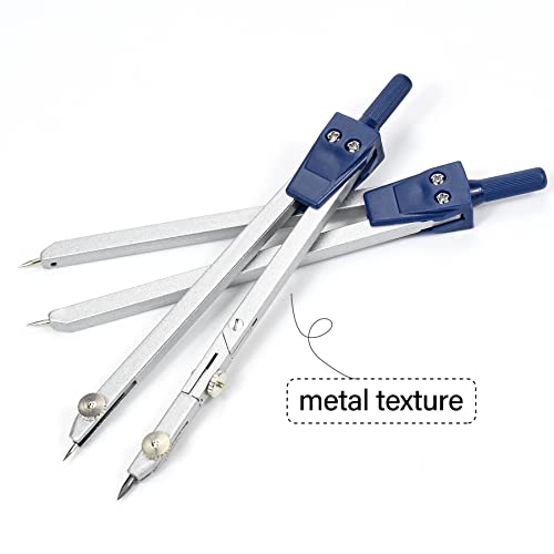 Unjoo 9Pcs Precision Geometry Set Metal Compass,Geometry Tool Set (Blue) | Shatterproof Storage Box, Circle Drafting Tool and Architecture, Drafting Kits for Engineers Students - color: Blue