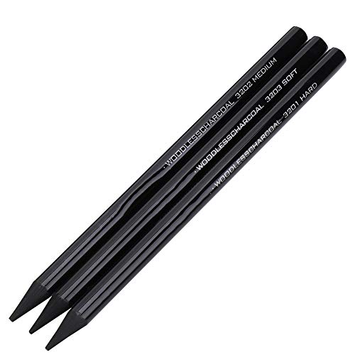 Professional Pure Carbon Sketch Pencil Set Hard Medium Soft Woodless Charcoal Drawing Pens Painting Supplies for Artists Students Teens Beginners