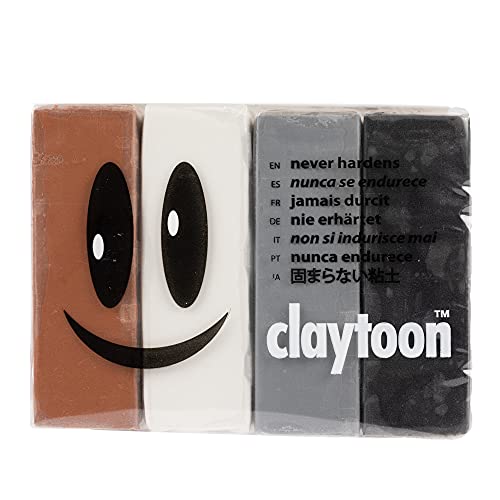 Claytoon Modeling Clay – Neutral Tones 1 lb Set – for Adult Use Only – Perfect for Claymation, Stop Motion, Models, and More! - color: Neutral