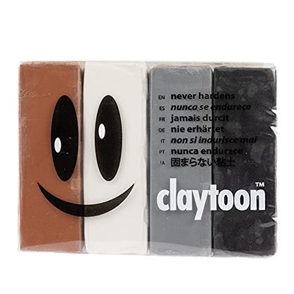 Claytoon Modeling Clay – Neutral Tones 1 lb Set – for Adult Use Only – Perfect for Claymation, Stop Motion, Models, and More! - color: Neutral