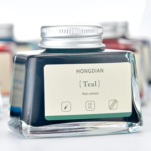 Hongdian Fountain Pen Bottled Ink Teal Color, 60ml Non Carbon Inkwell Bottle, Artist Calligraphy Ink - color: Teal
