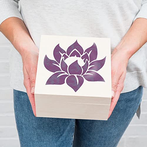 DLY LIFESTYLE Lotus Stencil for Painting on Wood, Canvas, Paper, Fabric, Walls and Furniture - Lotus Flower Stencil - 6x6 Inches - Reusable DIY Art and Craft Stencils - Floral Stencil - color: Lotus 6"x6"