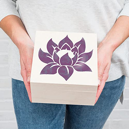 DLY LIFESTYLE Lotus Stencil for Painting on Wood, Canvas, Paper, Fabric, Walls and Furniture - Lotus Flower Stencil - 6x6 Inches - Reusable DIY Art and Craft Stencils - Floral Stencil - color: Lotus 6"x6"