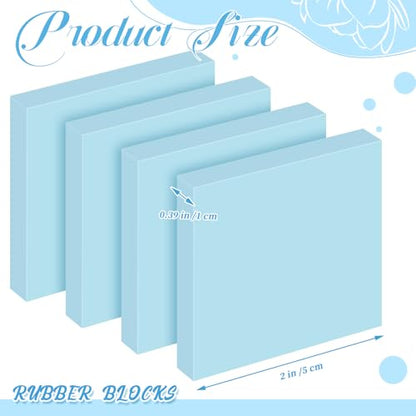 Frienda 24 Pcs 2" x 2" Rubber Carving Blocks Linoleum Blocks for Printmaking, Stamp Making, DIY Crafting, Scrapbook, Painting, Soft and Easy to Carve (Light Blue) - color: Light Blue