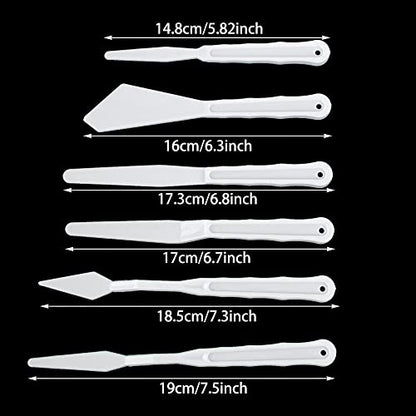 Plastic Spatula Palette Knives Set 30Pcs(5 Pack), KELIFANG Painting Knife for Mixing, Spreading, Scratching, Layering Colors, Thin and Flexible Art Tools for Carving, Oil, Acrylic, Watercolor Painting