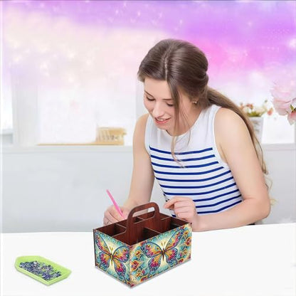 LSQFS Butterfly Multi-Grid Diamond Painting Storage Box with Handle - color: Butterfly