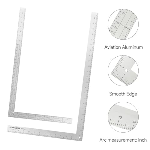 KEARING 24"x14" L-Square Ruler - Aluminum Multi-Scale French Curve Sewing - style: 5124A(24")