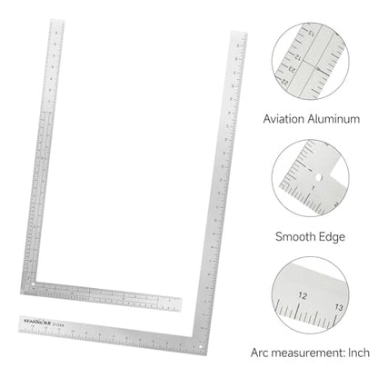 KEARING 24"x14" L-Square Ruler - Aluminum Multi-Scale French Curve Sewing - style: 5124A(24")