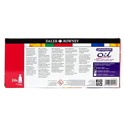Daler Rowney Graduate 22ml Oil Paint Set, 24 Assorted Colours, High Lightfastness, For Student Artists & Hobbyists - size: 17.85 Fl Oz (Pack of 1)