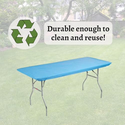 6' Rectangle Plastic Table Covers 30" x 72", Bundle of 5 (Light Blue) - color: Light Blue