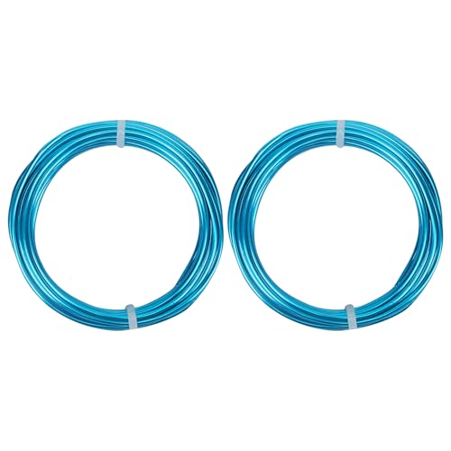 2 Rolls Aluminum Craft Wire, 10 Gauge (2.5mm) Flexible Metal Wire for Jewelry Making, 32.8 Ft (16.4 Ft/Roll) Bendable Armature Wire for Bonsai, Sculpting and DIY Crafts [Aqua Blue] - size: 10Gauge 16.4Ft Each, style: Aqua Blue