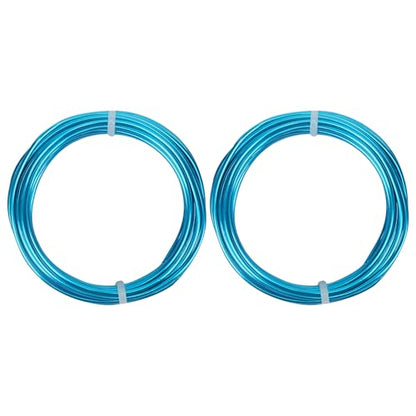 2 Rolls Aluminum Craft Wire, 10 Gauge (2.5mm) Flexible Metal Wire for Jewelry Making, 32.8 Ft (16.4 Ft/Roll) Bendable Armature Wire for Bonsai, Sculpting and DIY Crafts [Aqua Blue] - size: 10Gauge 16.4Ft Each, style: Aqua Blue