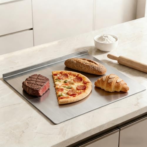 Square 304 Stainless Steel Cutting Board for Kitchen, Metal Kneading Cutting Board Mats, Chopping Board for Pizza Dough, Baking, Meat, Fruits and Vegetables Non Toxic (19.6"×19.6"(50×50cm)) - size: 19.6"L x 19.6"W
