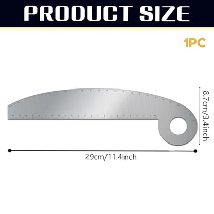ORIGACH Stainless Steel Vary Form French Curve Ruler, 11.4x3.4 Inch | viation Aluminum Hip Curve Ruler Metal Measuring Stencils for Leather Sewing DIY Craft Supplies