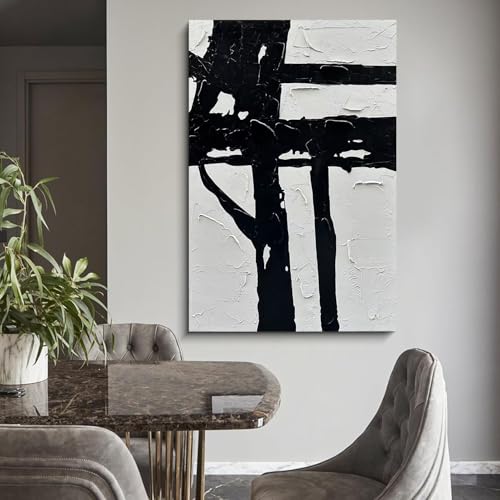 NANKAI Art Hand-drawn black and white abstract decorative oil painting - color: NKHB009