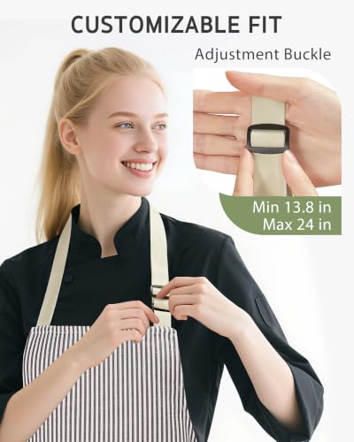 Syntus Apron for Men Women, Adjustable Cooking Kitchen Apron with 2 Pockets | Machine Washable, Firm Stitching, Stain Resistance, Long Tie Straps, 2 Pockets, Versatility, Unisex Use, Gift, BBQ - color: Basic Stripe Black Brown, style: 2 Polycotton