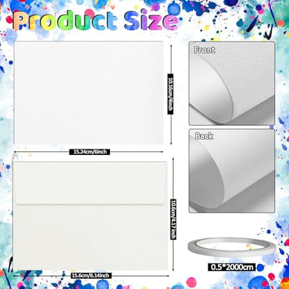100 Sets 4x6 Inch Watercolor Cards with Envelopes, 140 lb/300 GSM Watercolor Paper Cards, Watercolor Postcards Perfect for Making Wedding Invitation, Notecards, Thank-You and Christmas Card