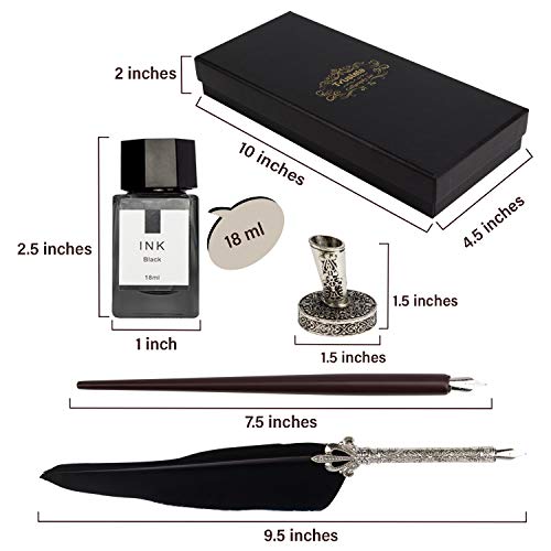 Calligraphy Set for Beginners, Wooden Dip Pen, Feather Quill, 19 Nibs, Ink Set, Gift Box