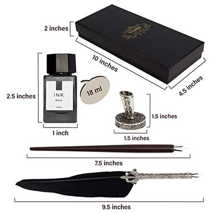 Calligraphy Set for Beginners, Wooden Dip Pen, Feather Quill, 19 Nibs, Ink Set, Gift Box