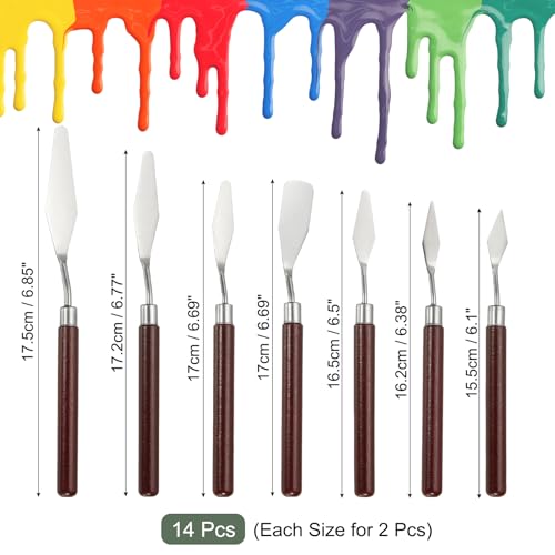 YOKIVE 14 Pcs Stainless Steel Palette Knife, Professional Art Spatula Set Oil Painting Accessories Color Mixing Scraper with Wood Handle, Great for Canvas Acrylic Painting (Red Brown) - color: Red Brown