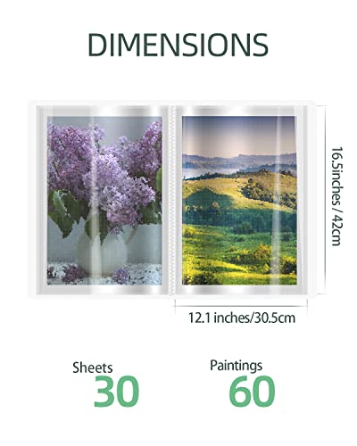 SXhyf A3 Diamond Painting Storage Book 16.5x12.1in for Display 60 Pages - color: White