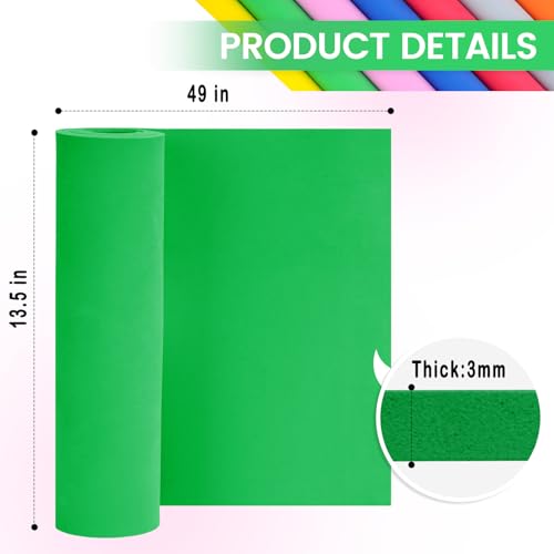 Do²ping Green Eva Foam Sheets Roll, 3mm EVA Craft Foam 49''x13.5'' High Density 86kg/m3 for Halloween Cosplay DIY - color: Green, size: Thickness 3mm