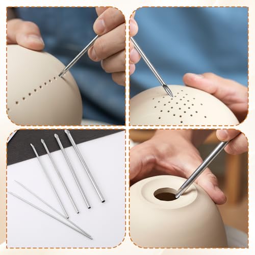 6 Pieces Stainless Steel Circular Clay Hole Cutters, Hole Punch Clays Tools for Pottery Sculpting Crafts, Professional Clay Drilling Tools for Polymer Clays with Storage Case (7/8/9/10/11/12 mm) - size: 7/8/9/10/11/12 mm
