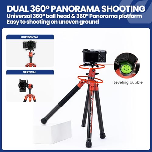 Fotopro 62 Inch Carbon Fiber Tripod for Camera Ultralight Travel Camera Tripod Max Loads Up 22lbs X-Aircross 3 Orange - color: Orange