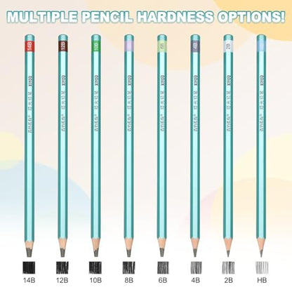 PATIKIL 12B Drawing Pencils for Sketching, Set of 6 Hexagonal Graphite Sketch Pencils Professional Sketching Art Supplies for Drawing Shading Writing Art Artists Beginners, Black - style: 12B