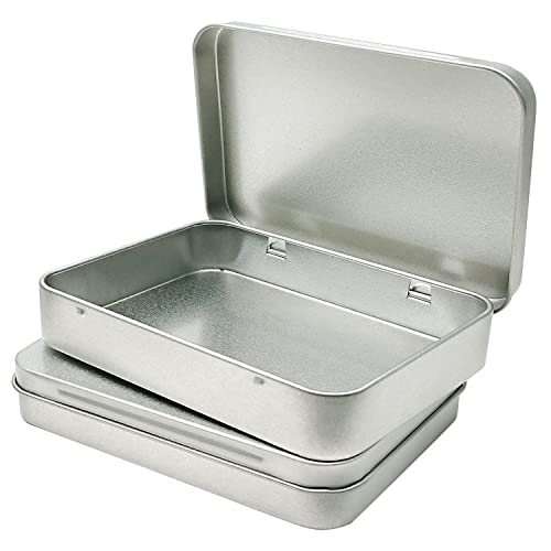 12 Pcs Hinged Tin Box Metal Tins Storage Containers, Silver 4.5x3.3 inch | Portable Craft Organizer for Home Storage to pills, candies, herbs, planting seed, nail art etc - color: Silver, size: 4.5'' X 3.3'' (12 Count)