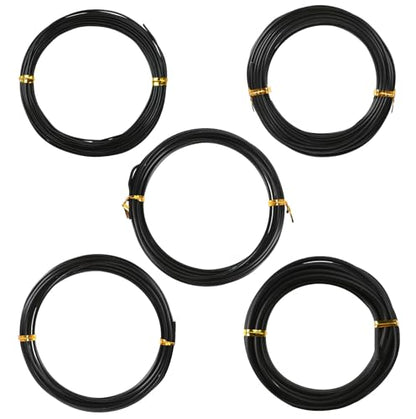 5 Rolls Bonsai Wire, 147 Feet Aluminum Bonsai Training Wires, 5 Sizes Plant Training Wires Black Plant Wires Aluminum Wire for Bonsai Tree Training Indoor DIY Crafts (1mm, 1.5mm, 2mm, 2.5mm, 3mm) - size: 1mm/1.5mm/2mm/2.5mm/3mm