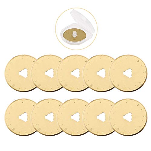 Titanium Rotary Cutter Blades 28mm 10 Pack Replacement Blades for Fabric | Titanium-Coated Rotary Blades for Smooth Cutting of Fabric Paper and Craft Sharp and Durable for Quilting Sewing Scrapbooking - size: 28mm