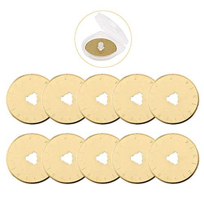 Titanium Rotary Cutter Blades 28mm 10 Pack Replacement Blades for Fabric | Titanium-Coated Rotary Blades for Smooth Cutting of Fabric Paper and Craft Sharp and Durable for Quilting Sewing Scrapbooking - size: 28mm