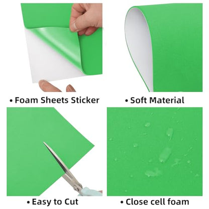 MEARCOOH Self Adhesive Foam Sheets, Green 9x12 Inch 2mm Sticky Eva Foam Paper for Crafts Cardmaking Photo Frames Classroom Scrapbooking Christmas Crafts (Green 10 Sheets) - color: Green Self-adhesive, size: 9X12in-2mm